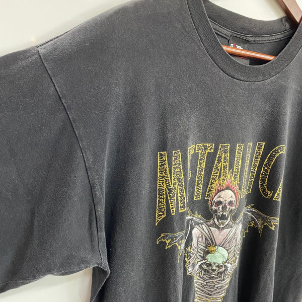 【曜日割引対象外】 ヴィンテージ vintage 90's メタリカ METALLICA PUSHEAD KING NOTHING GIANT Tシャツ ブラック 201MT-3932 VB