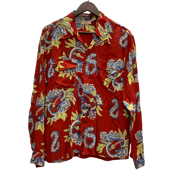 【曜日割引対象外】 サンサーフ SUN SURF アロハシャツ L/S RAYON ALOHA SHIRT SS20084 長袖シャツ レッド Mサイズ 201MT-4395 VB