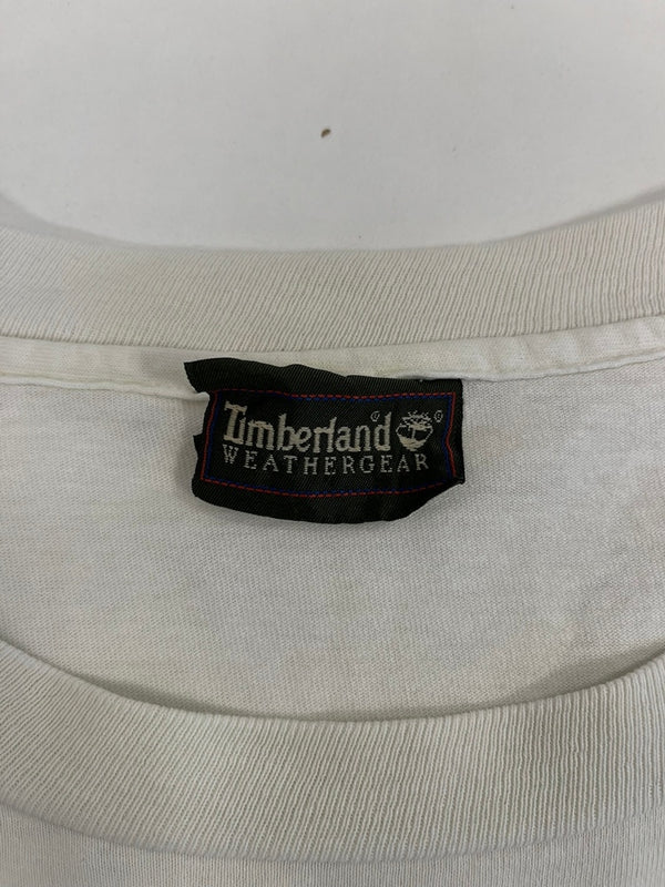 ティンバーランド Timberland 90s Vintage ヴィンテージ ブーツプリントTee 白  シングルステッチ Tシャツ ホワイト 101MT-4831