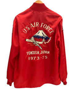 ヴィンテージ vintage 70's 70年代 スーベニアジャケット スカジャン US AIR FORCE 横田基地 日本製 ジャケット レッド Lサイズ 101MT-4691