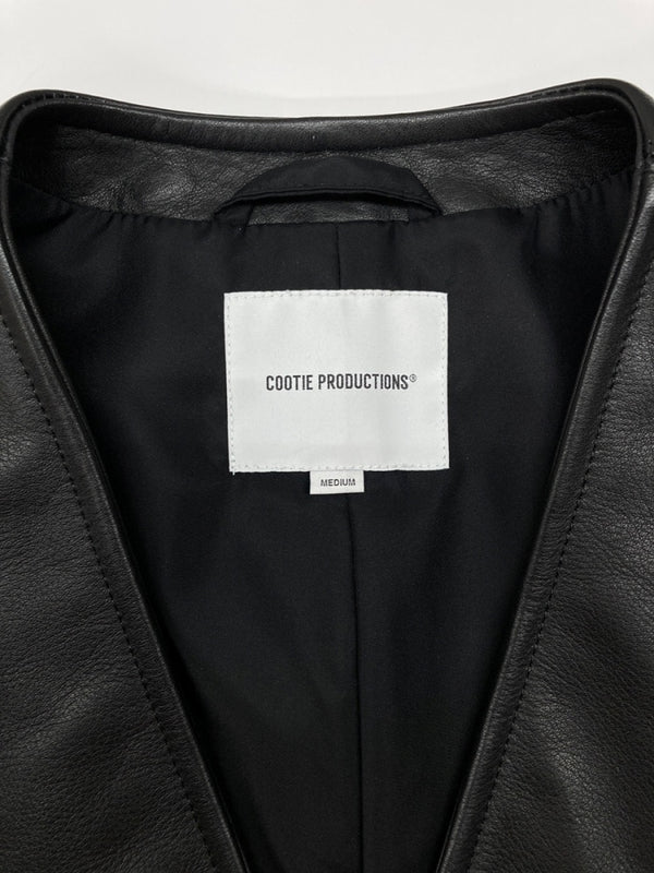 クーティー COOTIE PRODUCTIONS 24AW LSL Leather Vest レザー ベスト ジップアップ アウター 黒 ベスト 無地 ブラック Mサイズ 104MT-2102