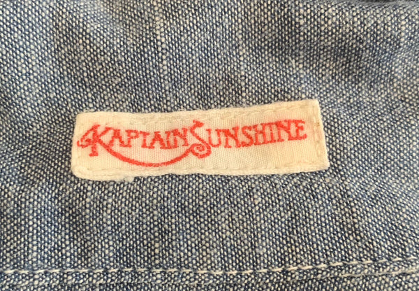 キャプテンサンシャイン KAPTAIN SUNSHINE サファリシャツ Safari Shirts  KS6SSH02 長袖シャツ 無地 ブルー 40サイズ 201MT-2466