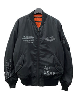 アビレックス AVIREX REVERSIBLE FLIGHT JACKET リバーシブル フライト ジャケット MA-1 ボンバー ジップアップ アウター 黒 6152217 ジャケット ロゴ ブラック XLサイズ 104MT-2169