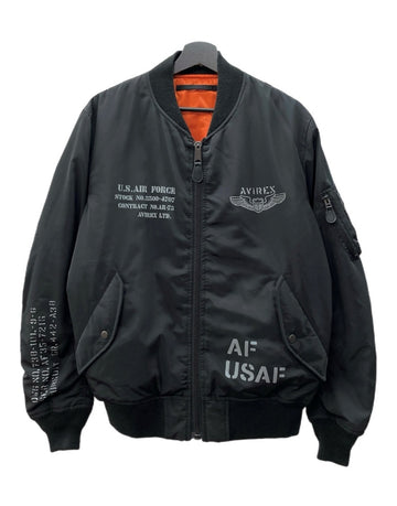 アビレックス AVIREX REVERSIBLE FLIGHT JACKET リバーシブル フライト ジャケット MA-1 ボンバー ジップアップ アウター 黒 6152217 ジャケット ロゴ ブラック XLサイズ 104MT-2169