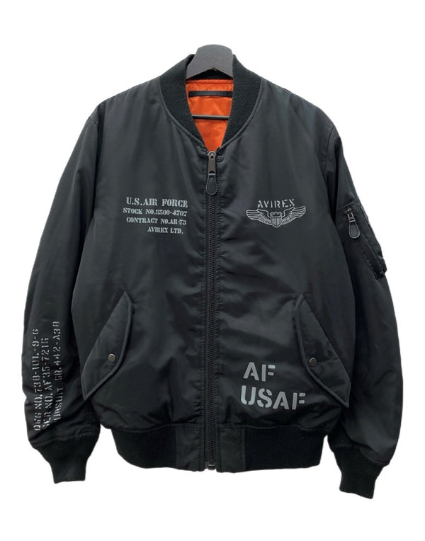 アビレックス AVIREX REVERSIBLE FLIGHT JACKET リバーシブル フライト ジャケット MA-1 ボンバー ジップアップ アウター 黒 6152217 ジャケット ロゴ ブラック XLサイズ 104MT-2169
