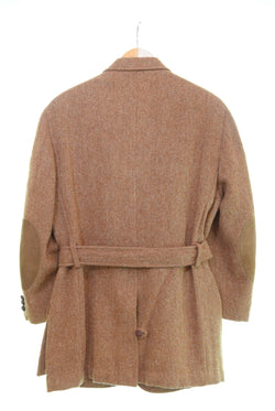 ラルフローレン RalphLauren ツイードジャケット ウエストベルト エルボーパッチ チンストラップ ジャケット ブラウン Lサイズ 103MT-2852