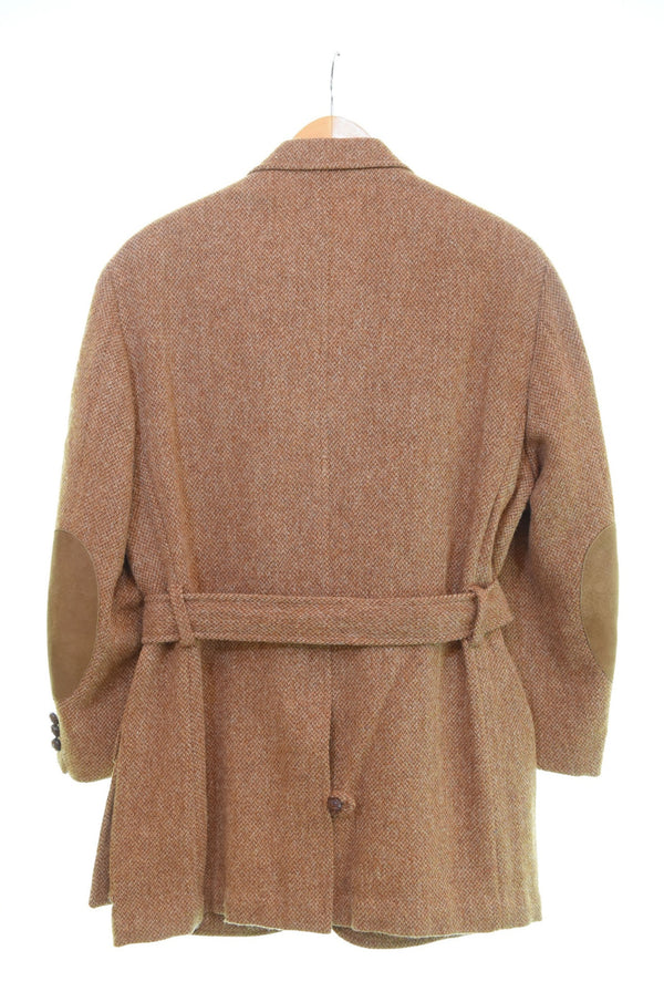 ラルフローレン RalphLauren ツイードジャケット ウエストベルト エルボーパッチ チンストラップ ジャケット ブラウン Lサイズ 103MT-2852