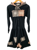 ピンクハウス PINK HOUSE ロングワンピース リボン ワッペン フード付き ギンガムチェック柄 ワンピース ブラック 201LT-437