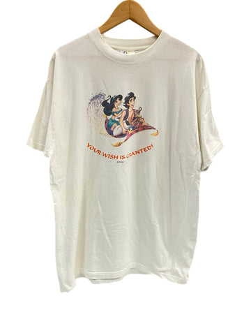 ヴィンテージ vintage 90s 90's~ Walt Disney CLASSICS Aladdin YOU WISH IS GRANTED! ディズニー アラジン Tシャツ ホワイト Lサイズ 101MT-3322