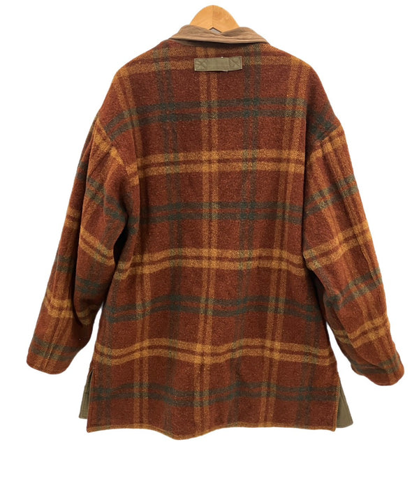 ウィリスアンドガイガー Willis & Geiger リバーシブル 裏チェック 襟レザー カバーオール ハンティング ジャケット カーキ Mサイズ 101MT-5082