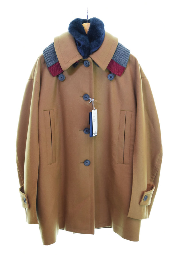 カラー kolor  20AW ファー付き カシミヤ混 ウール メルトン マント コート 20WCL-C02105 ジャケット ブラウン 1 103LT-95