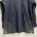 【曜日割引対象外】 キャピタル KAPITAL 風呂敷刺繍 刺し子 プルオーバー スモック シャツ 長袖カットソー ブラック Lサイズ 201MT-4303 VB