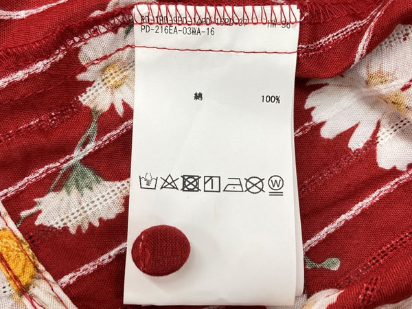 ピンクハウス PINKHOUSE ひなぎく プリント ブラウス 半袖 シャツ ボレロ リボン ピコフリル ビッグカラー 丸襟 コットン 綿 ロリータ ゴスロリ RED 赤 A2133FB 061 カーディガン 花・植物 レッド 104LT-243