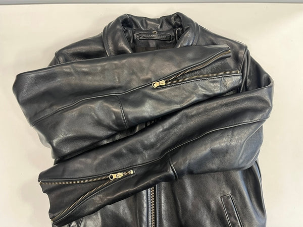 バンソン VANSON 襟付きシングル ライダース レザー ジャケット USA製 アメリカ製 黒  表記サイズ38 ジャケット ブラック 101MT-4559