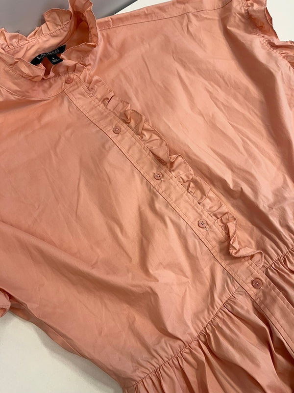 ラルフローレン RalphLauren ラッフルトリム コットンブレンド ドレス フリル ティアード ワンピース ピンク 4 101LT-147