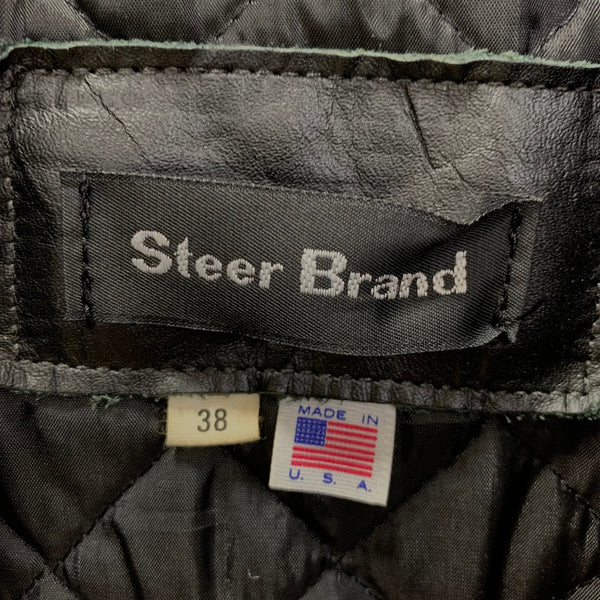 US古着 Steer Brand レザーダブルライダースジャケット ブラック 38サイズ 201MT-4672