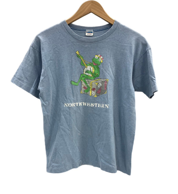 チャンピオン Champion 70's 70年代 バータグ Kermit カーミット プリント vintage ヴィンテージ made in USA アメリカ製 Tシャツ ブルー Lサイズ 101MT-4043
