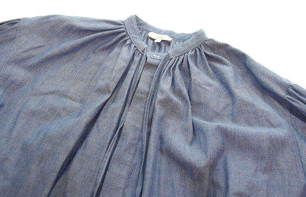ハイク HYKE CHAMBRAY GATHERED DRESS シャンブレー ギャザー ワンピース 青 ワンピース ブルー 1 103LT-115