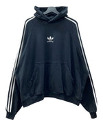バレンシアガ BALENCIAGA 22AW × adidas アディダス Hoodie Large Fit ラージ フィット プルオーバー パーカー フーディ 刺繍 黒 729322 TNVN2 パーカ ロゴ ブラック Lサイズ 104MT-1646