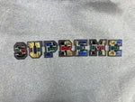 シュプリーム SUPREME collegiate patchwork leather hooded sweatshirt カレッジ パッチワーク レザー フーディ パーカー パーカ グレー Lサイズ 101MT-3501