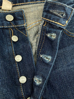 ダブルアールエル RRL DENIM PANTS デニム パンツ 赤耳 セルビッチ ボタンフライ ジーパン ジーンズ USA製 Ralph Lauren インディゴ 青 ロゴ デニム ブルー 34×32 104MB-352