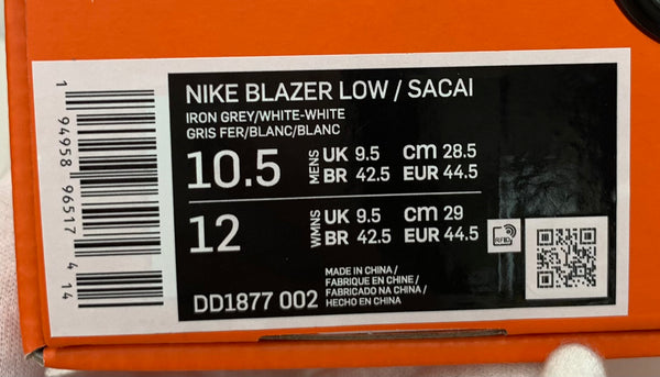 ナイキ NIKE × SACAI サカイ ブレーザー ロー BLAZER LOW "IRON GREY" DD1877-002 メンズ靴 スニーカー ロゴ グレー 201-shoes205