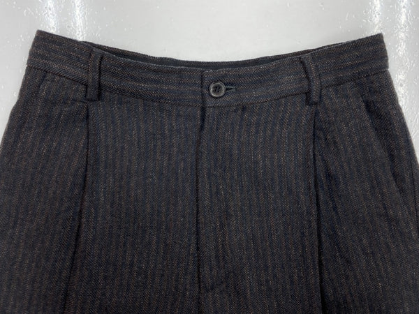 ドリスヴァンノッテン DRIES VAN NOTEN WIDE HALF PANTS ワイド ハーフ パンツ ジップフライ ショート タック 灰 ストライプ 020915-8223-901 ハーフパンツ グレー サイズ 46 104MB-256