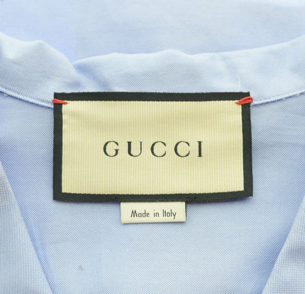 グッチ GUCCI Script Logo Oversized Bowling Shirt スクリプト ロゴ オーバーサイズ 半袖 ボーリング シャツ ボウリング 619033 ZAEN3 42 半袖シャツ ブルー 103MT-2292