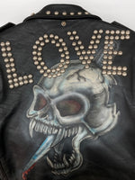 ショット SCHOTT DOUBLE RIDERS JACKET ダブル ライダース ジャケット スタッズ ドクロ LOVE ペイント バイカー アウター 黒 サイズ40 ジャケット 無地 ブラック 104MT-2228