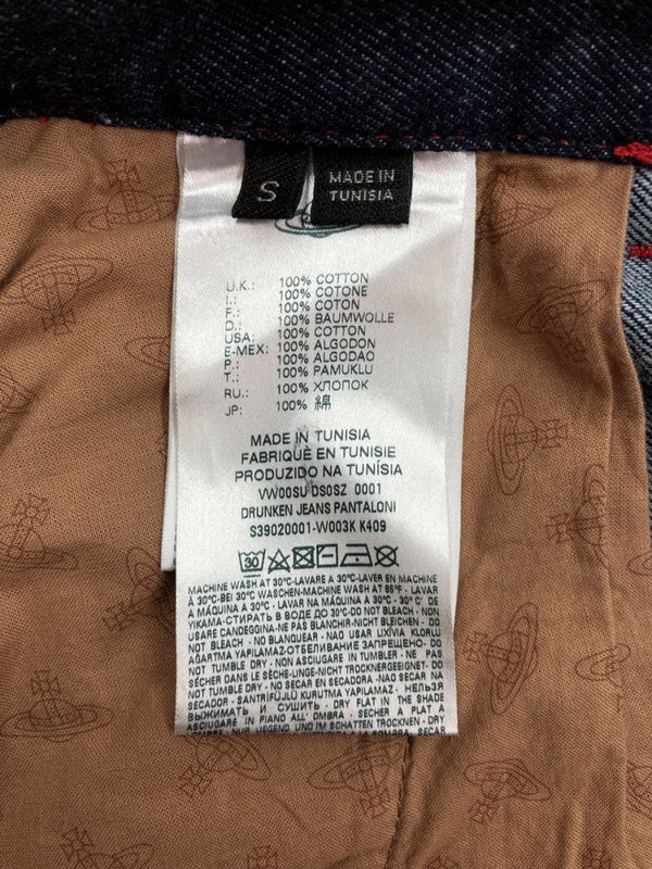 ヴィヴィアンウエストウッド Vivienne Westwood DENIM PANTS デニム パンツ サルエル 変形 ボタンフライ ズボン インディゴ 青 ロゴ S39020001-W003K デニム ブルー Sサイズ 104MB-278