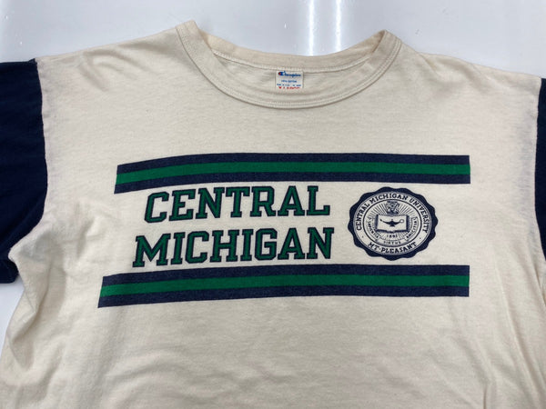 チャンピオン Champion 80s 80年代 トリコタグ 後期 染み込み USA製 Central Michigan カレッジ フットボール ロンT プリント マルチカラー XLサイズ 104MT-1722