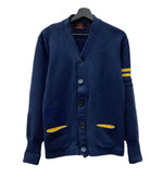 ヴィンテージ vintage 60s 60年代 Kandel レタードカーディガン ニット セーター 紺 黄色 カーディガン ライン ネイビー 104MT-1905