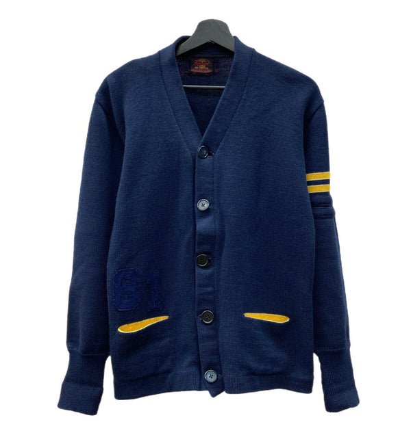 ヴィンテージ vintage 60s 60年代 Kandel レタードカーディガン ニット セーター 紺 黄色 カーディガン ライン ネイビー 104MT-1905