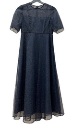 カエン Kaene ラメ ミックス エアリー ドレス DRESS チュール レース オーガンジー オケージョン 結婚式 フォーマル NAVY 紺 100955 ワンピース ネイビー SIZE36 104LT-215