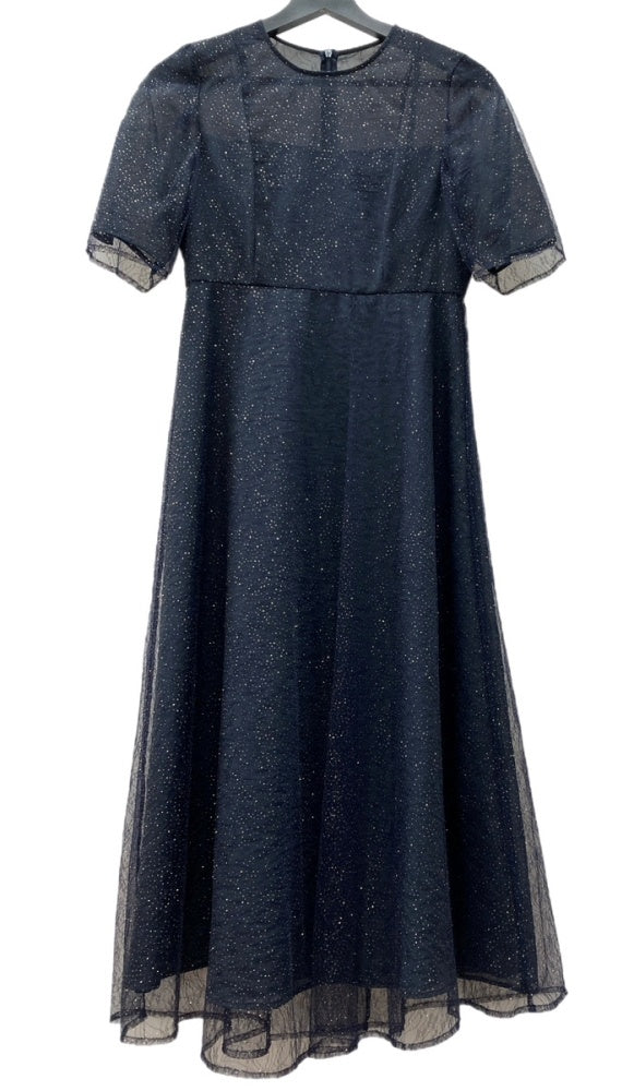 カエン Kaene ラメ ミックス エアリー ドレス DRESS チュール レース オーガンジー オケージョン 結婚式 フォーマル NAVY 紺 100955 ワンピース ネイビー SIZE36 104LT-215