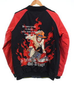 ニュートラルインフィニティ NEUTRAL INFINITY  × ONE PIECE ワンピース ACE エース 白ひげ 海賊団 火拳のエース スカジャン リバーシブル ジャケット ブラック 103MT-3493