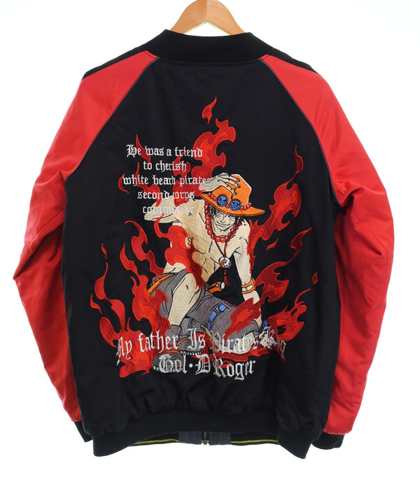 ニュートラルインフィニティ NEUTRAL INFINITY  × ONE PIECE ワンピース ACE エース 白ひげ 海賊団 火拳のエース スカジャン リバーシブル ジャケット ブラック 103MT-3493