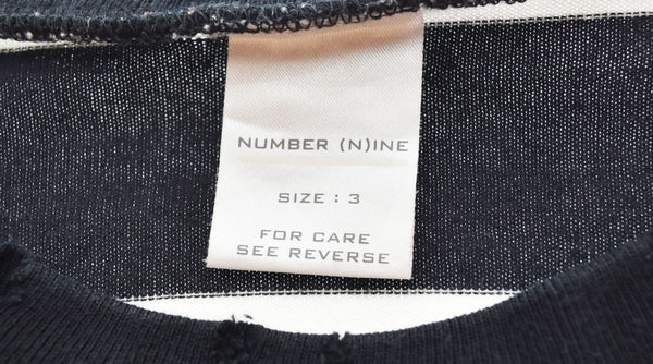 ナンバーナイン  NUMBER (N)INE 02SS モダンエイジ期 ルーズサイズ ボーダー 長袖カットソー クラッシュ加工 アーカイブ 3 ロンT ブラック 103MT-2494