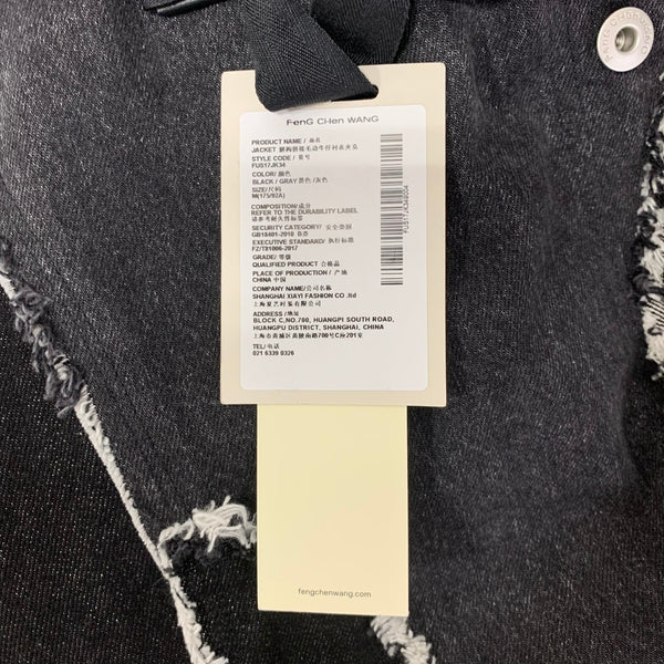 フェンチェンワン Feng Chen Wang 24SS RAW EDGE PATCHWORK DENIM SHIRT JACKET FUS17JK34 ジャケット ブラック Mサイズ 201MT-4680