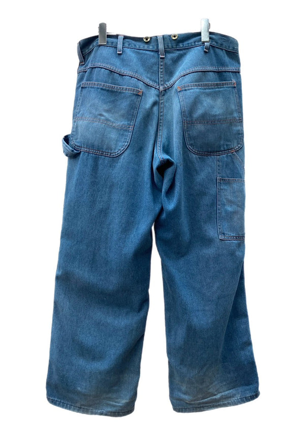 ビッグマック BIG MAC 90s 90年代 ペインターパンツ ワーク サスペンダーボタン  ドーナツボタン ジッパーフライ USA製 青 無地 デニム ブルー 104MB-244