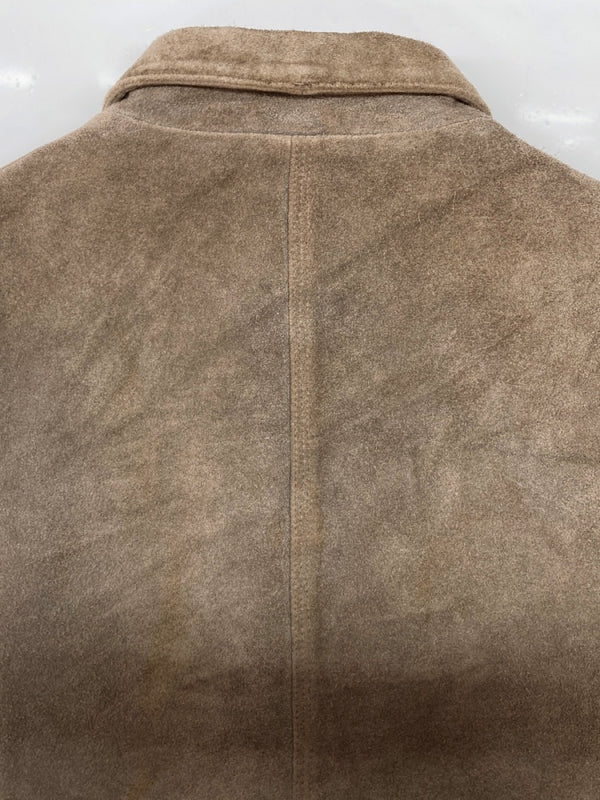 ラルフローレン RalphLauren 80s 90s POLO COUNTRY スウェード レザー カバーオール アウター 裏地ネル 茶色 ジャケット 無地 ブラウン Lサイズ 104MT-2285