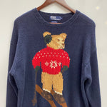 【曜日割引対象外】 ラルフローレン POLO RALPH LAUREN ポロベア HAND KNIT ニット セーター ネイビー Mサイズ 201MT-4270 VB