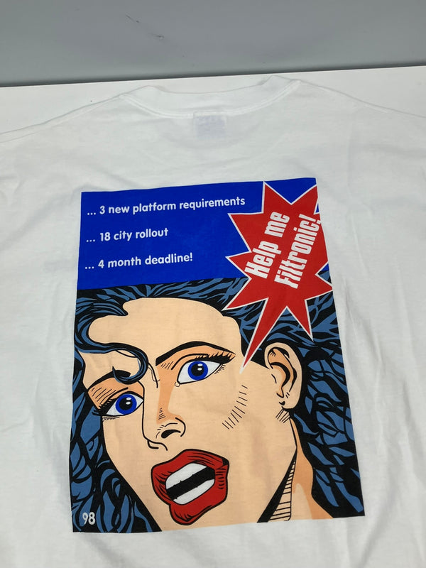 ヴィンテージ vintage 90's 90年代 Hanes Filtronic Comtek 企業モノ プロモーション アメコミ ポップアート アートT Tシャツ ホワイト Lサイズ 101MT-5064