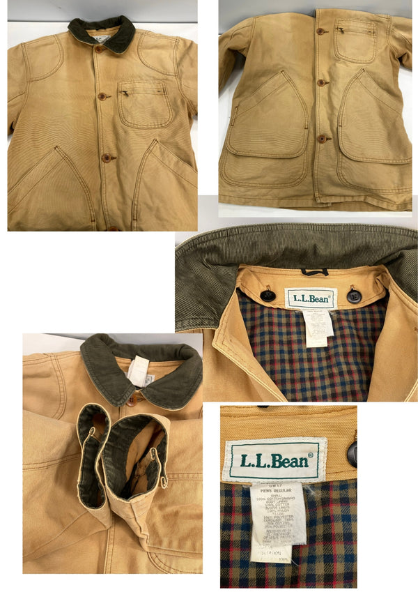 エルエルビーン L.L.Bean 90年代 90's コットン ダック カバーオール 襟コーデュロイ ライナー付き ヴィンテージ Vintage US古着 ジャケット ベージュ Sサイズ 101MT-3612