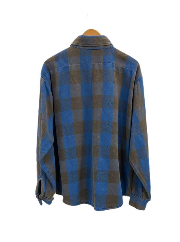 ファイブブラザー FIVE BROTHER 70s~80s 80's 80年代 USA製 ヘビーネルシャツ バッファローチェック柄 青×茶 ヴィンテージ 長袖シャツ ブルー Lサイズ 101MT-5129