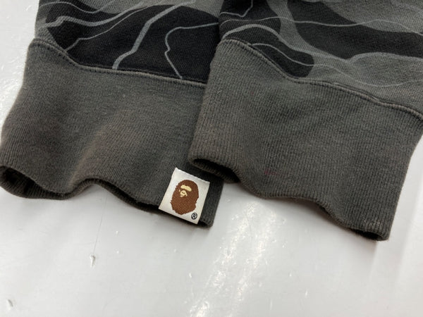 アベイシングエイプ A BATHING APE LAYERED LINE CAMO SHARK FULL ZIP HOODIE シャーク フルジップ フーディ 黒 パーカ 総柄 ブラック XLサイズ 104MT-1621