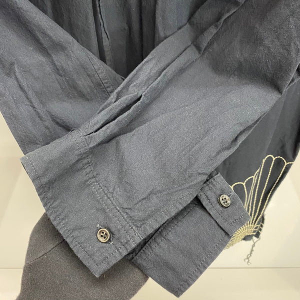 【曜日割引対象外】 キャピタル KAPITAL 風呂敷刺繍 刺し子 プルオーバー スモック シャツ 長袖カットソー ブラック Lサイズ 201MT-4303 VB