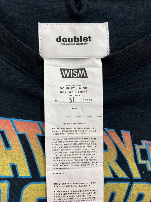 ダブレット doublet × WISM ウィズム ENERGY T-SHIRT エナジー Ｔシャツ 長袖 ロンT カットソー 黒 24SS71WM18 ロンT プリント ブラック Lサイズ 104MT-1563