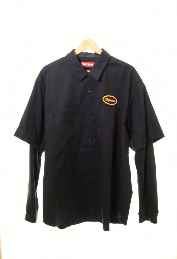 シュプリーム SUPREME 23AW Thermal Sleeve Work Shirt サーマルスリーブワークシャツ 黒 長袖シャツ ブラック LLサイズ 103MT-739