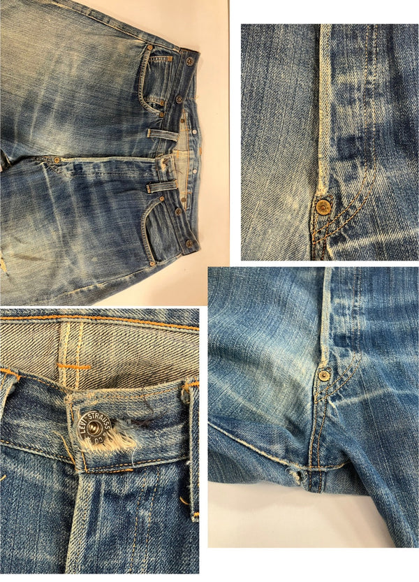 リーバイス Levi's 90's 90年代 201 1920年モデル 復刻 ボタン裏刻印555 バレンシア工場 シンチバック MADE IN USA アメリカ製 20201-0020 デニム ブルー W36×L36 101MB-610